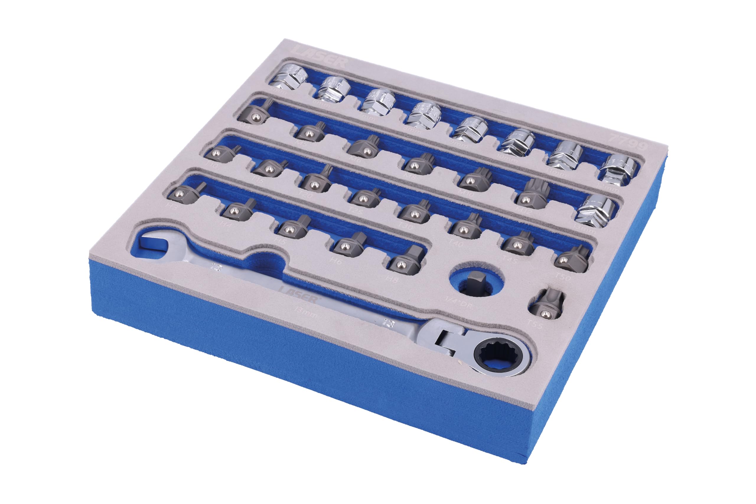Laser 7799 Low Profile Bit & Alldrive Go Thru Socket Set 31pc