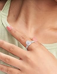 Oivley 1.5CT Oval Halo Engagement Rings for