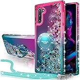 Silverback for Galaxy Note 10 Case, Moving Liquid Holographic Sparkle Glitter Case with Kickstand, Bling Diamond Rhinestone Ring Slim Girls Women Case for Samsung Galaxy Note 10 - Green