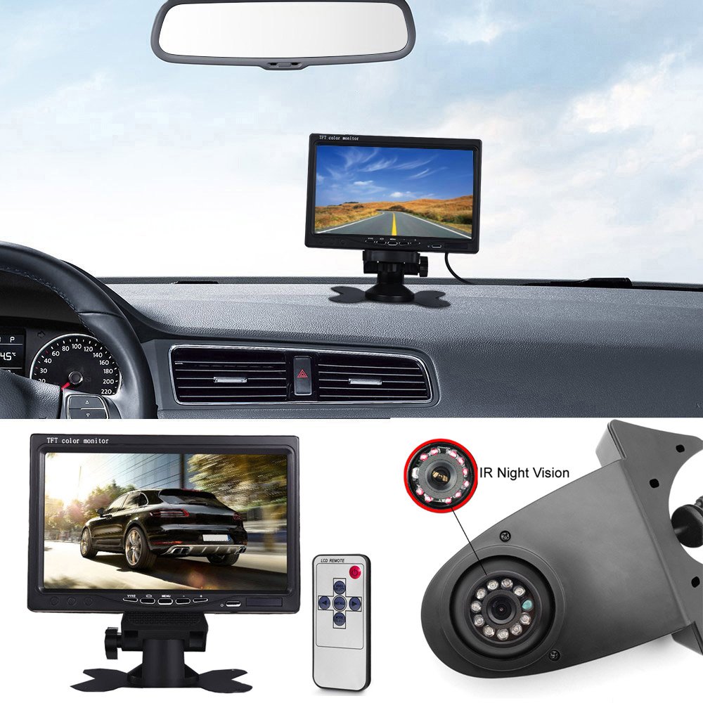 【Parking Camera Kit】7'' Inch TFT LCD Screen Auto Monitor + HD IR Night Vision Brake Light Rear View Camera Backup Camera for Mercedes Sprinter Fiat all other transporters with brake light at the roof — image 1