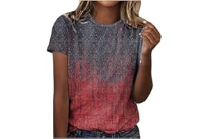 GENERIC Tops for Women Trendy Casual Round Neck Short Sleeve Top Floral Print Tees Vintage Shirt Loose Lightweight Blouses