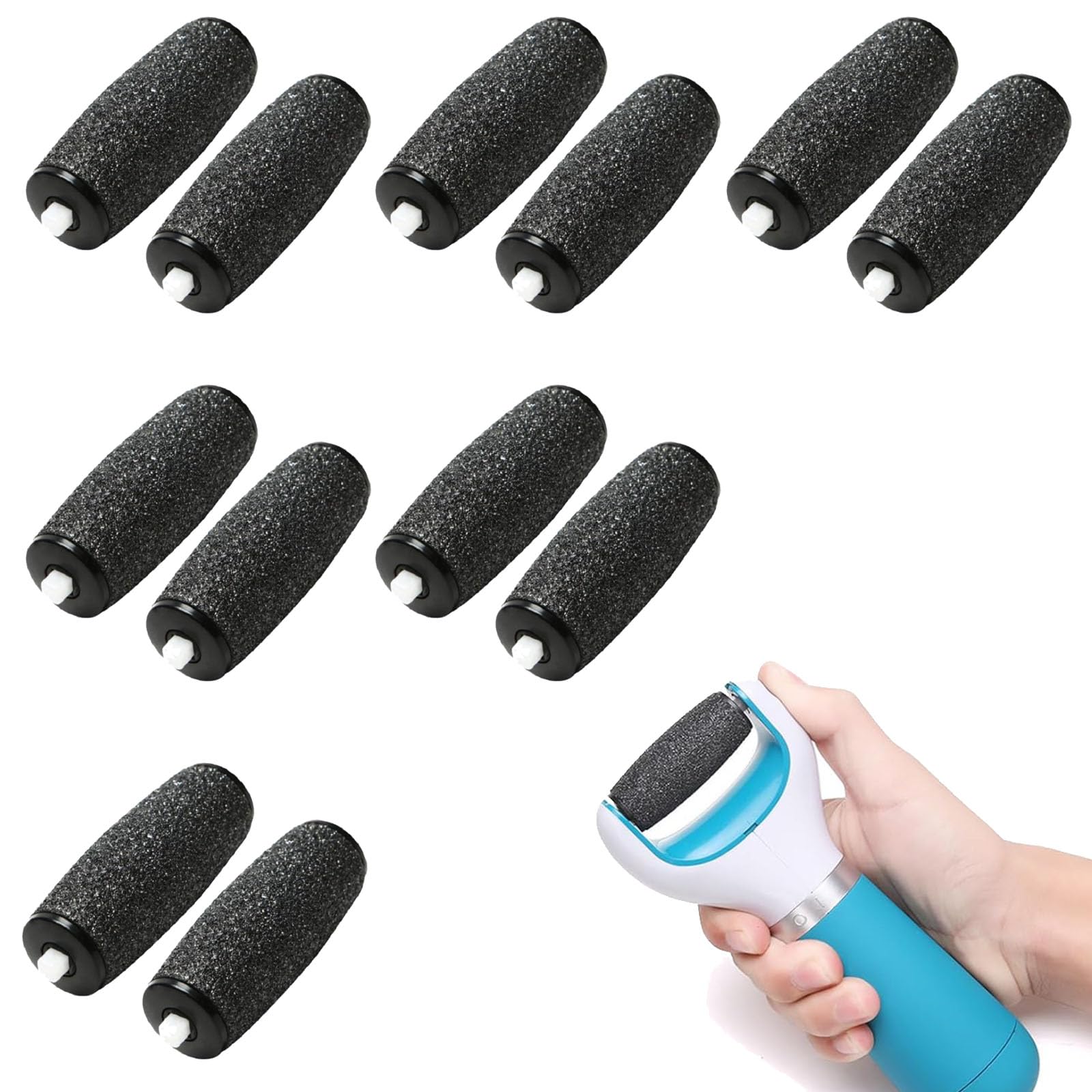 12 Pcs Foot File Replacement Rollers, Extra Coarse Refill Rollers for Scholl Velvet Smooth, Pedi Electric Replacement Heads for Pedicure Hard Skin Remover (Black)