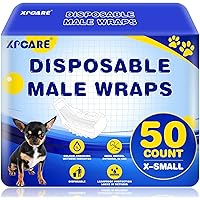 XPCARE 50 Count Disposable Male Dog Diapers, Male Dog Wraps,Super Absorbent Leak-Proof Fit (X-Small)