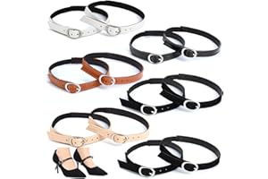 Skicuff 12 Pcs Shoe Straps Detachable Ankle Straps with Buckles Adjustable PU Leather Belt Band for Women Holding Loose Heels