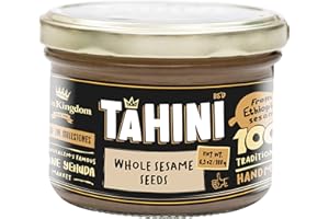 Halva Kingdom Artisanal Tahini All-Natural Sesame Tahini Paste | 100% Pure Rich & Creamy Ground Sesame Paste, Tahini Sauce, Dressing & Dips | Vegan, Kosher | Non-GMO 17.6 OZ (Original) (WHOLE SESAME SEEDS)