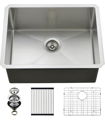 24 Inch Undermount Kitchen Sink, BoomHoze 24 x 19 Inch Sink