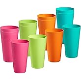 Boshangjia Plastic Tumblers 35-ounce Large Cups Reusable Drinking Glasses set of 12-Multicolor Unbreakable Drinkware, BPA-free, Microwave Safe