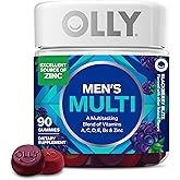 OLLY Men's Multivitamin Gummy, Vitamins A, C, D, E, B, Zinc, Blackberry Flavor, 45 Day Supply - 90 Count