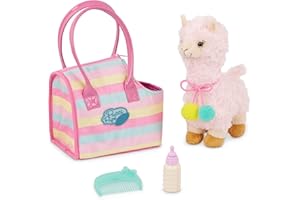 Pucci Pups – Plush Llama – Dog Carrier – Toy Llama - Striped Bag & Unicorn, Blue Comb & Bottle – Stuffed Animal – 3+ Years