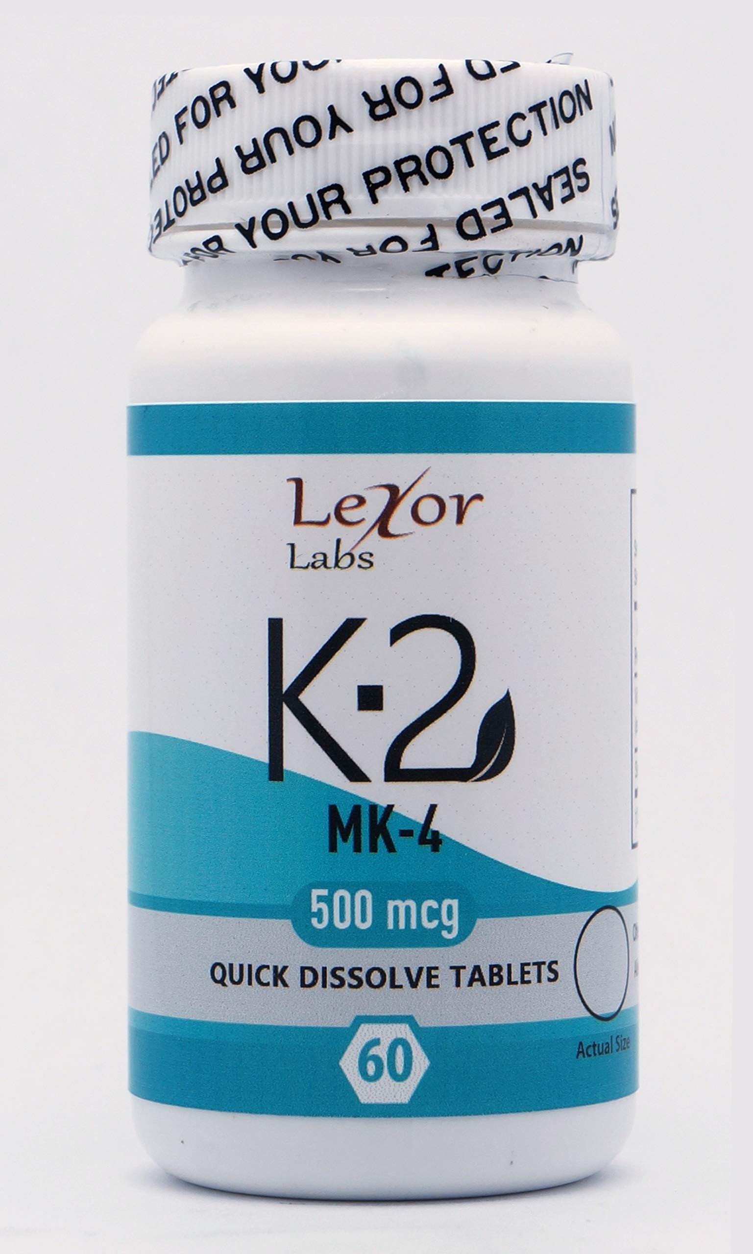 Lexor Labs Vitamin K-2 MK4 Supplements - Quick Dissolve Tablets for Healthy Arteries & Strong Bones, 500 Mcg, 60Count