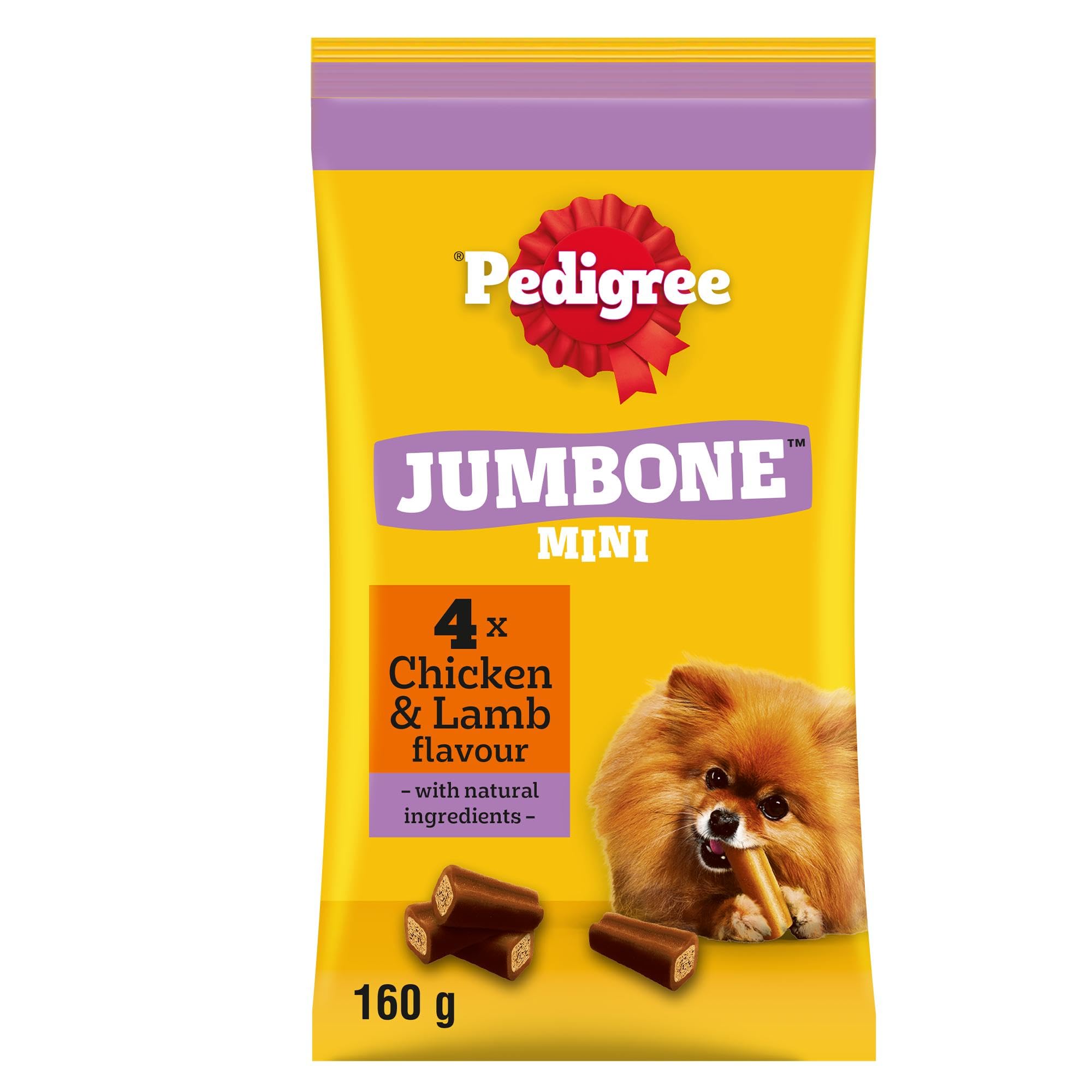 PEDIGREE JUMBONE Mini Adult Small Dog Treats Chicken & Lamb 32 Chews 8 x 160g