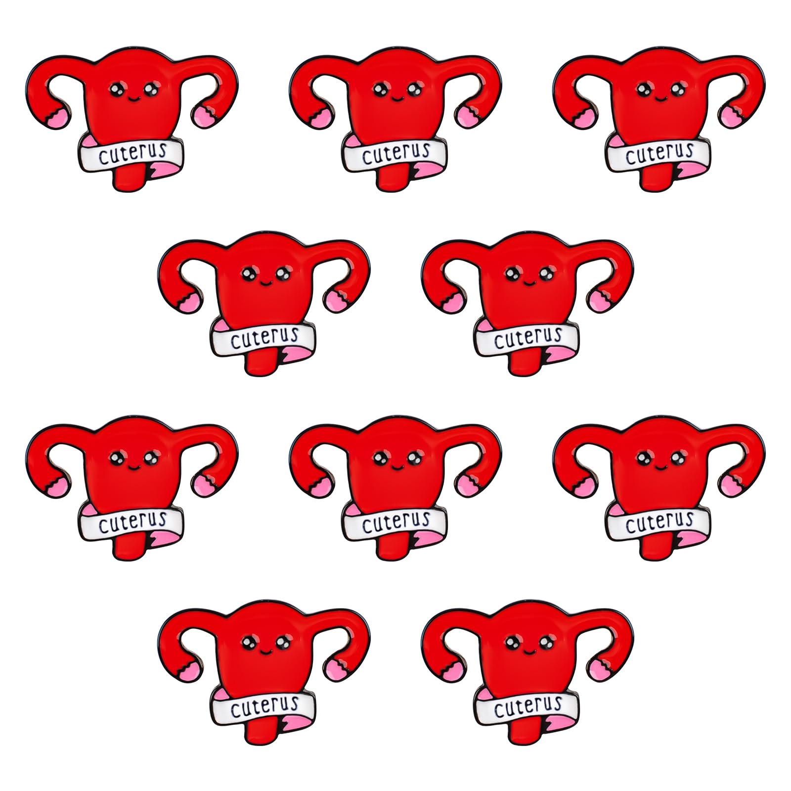 WANDIC 10Pcs Womb Shape Enamel Pins, Uterus Ovary Brooches Female Woman Organ Medical Symbol Brooch Pins Jewelry Gift for Nurse Doctor Feminist Decoration
