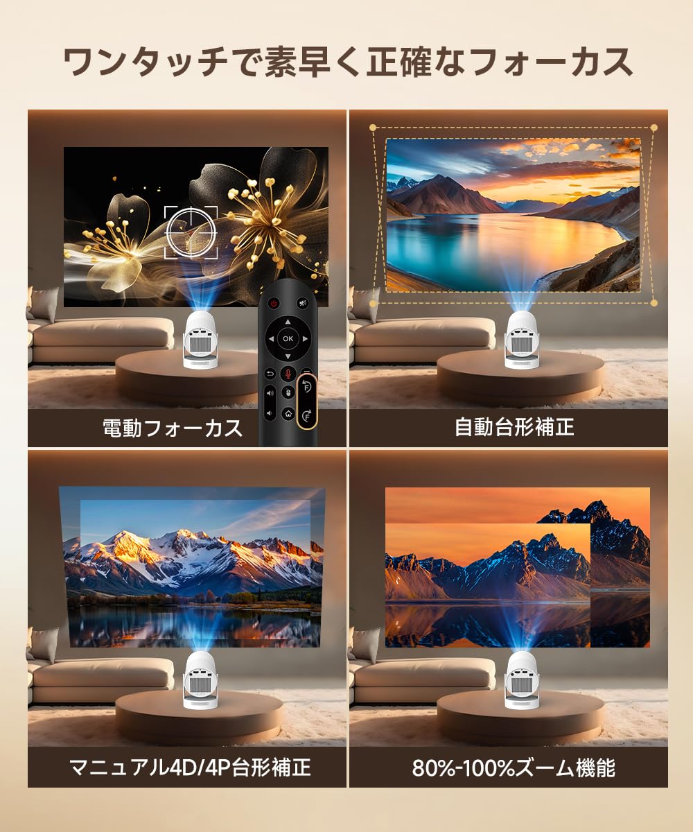 Magcubic Projector, For Home Use, Electric Focus, HiFi Speaker, Small, Android TV, 180° Rotation, Ceiling Projection, 20,000 LM, Supports 4K, Wi-Fi, 6, Bluetooth 5.4, Automatic Keystone Correction