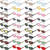 Ecally 36 Pairs Small Retro Rectangle Sunglasses Bulk 90s Vintage Trendy Sunglasses Pack for Women Men(Mixed Color,Round)