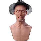 EQAIWUJIE silicone Mask Face Realistic Old Man Mask Full Head Halloween Masks Cosplay Party Mask