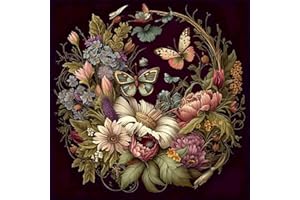 BOHADIY Butterfly Flowers Diamond Painting Kits for Adults, 5D DIY Floral Diamond Art Kits for Beginners Round Full Drill Diamond Painting for Home Wall Decoration Gift 12×12inch