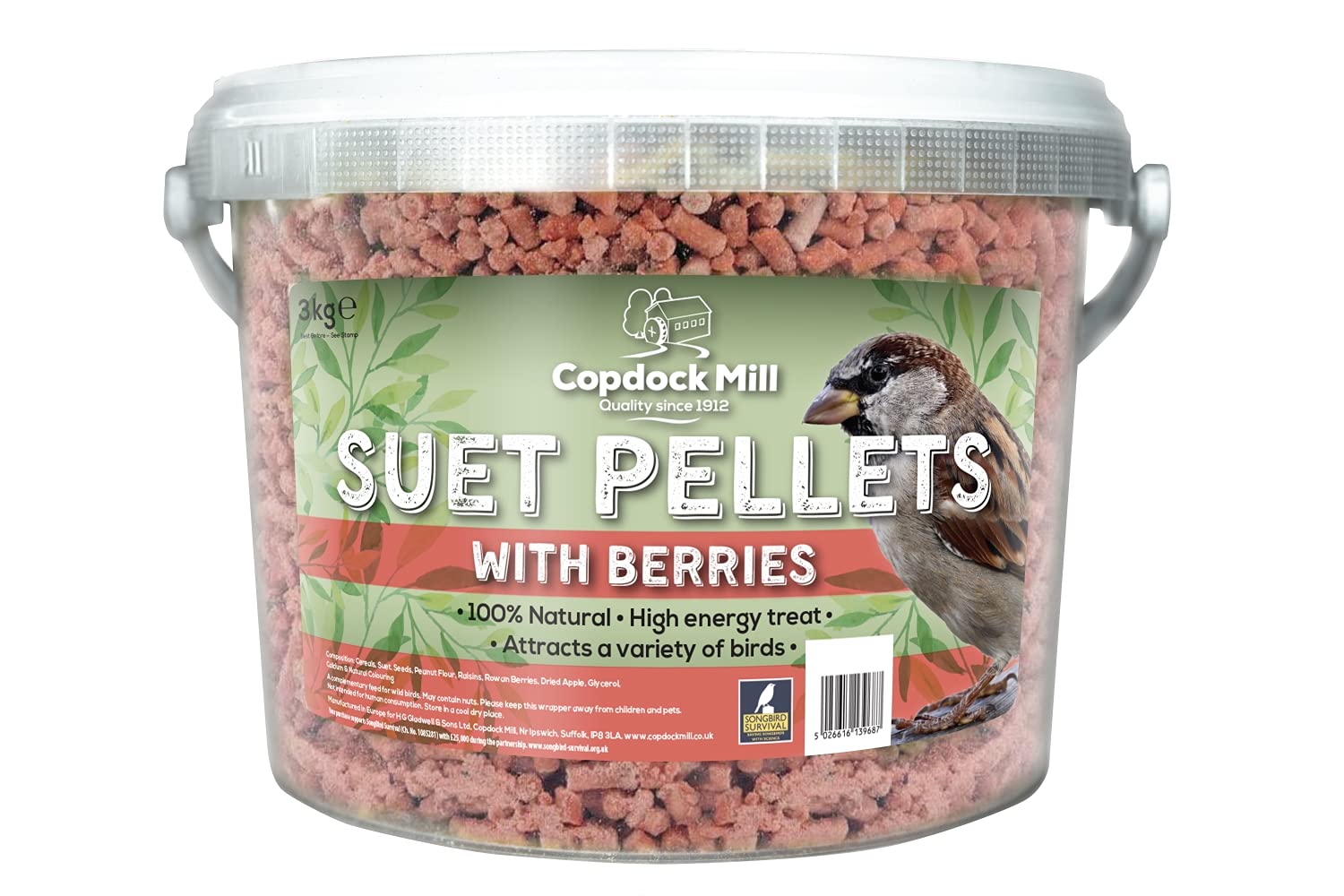 Copdock Mill Suet Pellets with Berries Tub 3kg