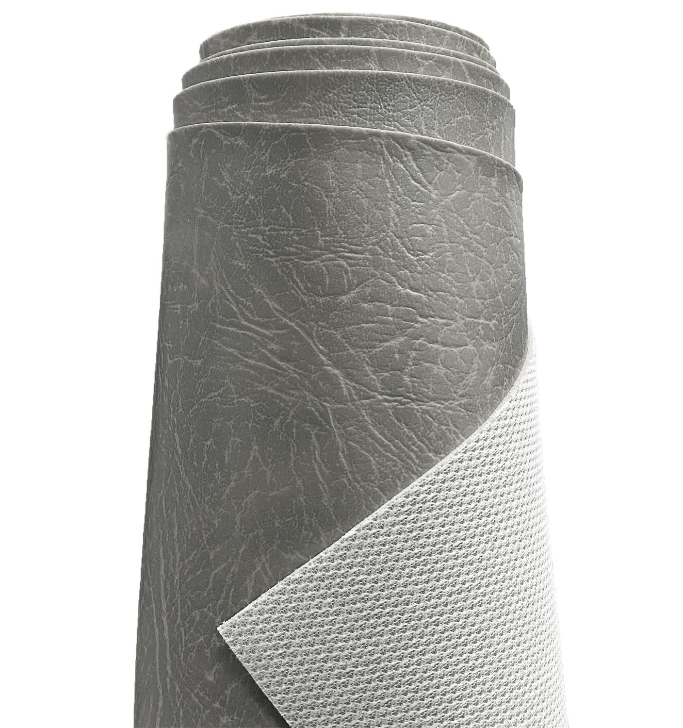 A-Express Heavy Thick Faux Leather Fabric Grained Leatherette Vinyl Leathercloth Automotive Home Decor Upholstery Material - Grey Half Metre 50cm x 140cm