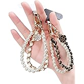 YJUBAOA Beaded Pearls Phone Wrist Strap, Detachable CellPhone Wristlet with Tether Tab, Hands-Free Universal Cellphone Charm Bracelet Strap for Cell Phone Keys AirPods