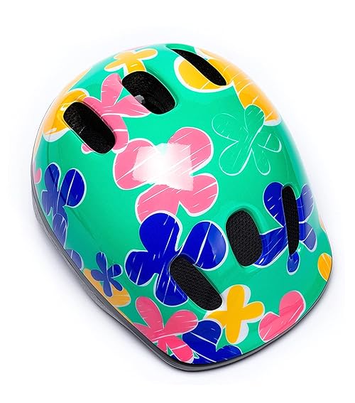 Toddler Helmets Kids Girl Boy Bike Helmet Muti-Sport Adjustable from Toddler Kids to Youth CPSC Certificated (Blue Flower, S（18.5~20.5"）)