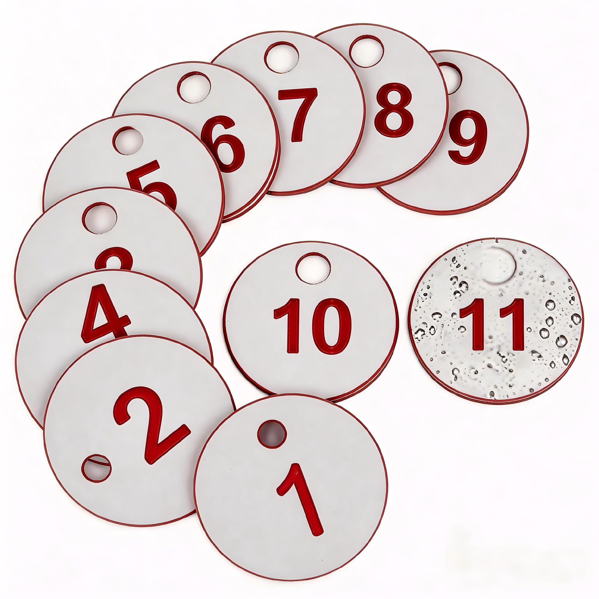 Plastic Number Tags 1-50, 50 Pcs Engraved Numbered Tags Waterproof Numbered Key Tags with 4mm Hole Round ID Labels for Table Numbers, Classroom Organization, Inventory Management, Beekeeping Supplies