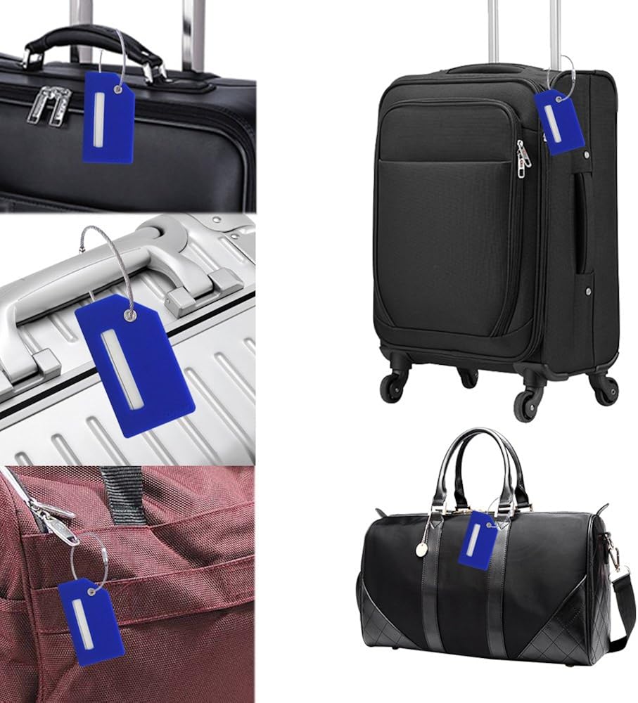  | Silicone Luggage Tag with Name ID Card Perfect to Quickly Spot Luggage Suitcase (Plane 2Pcs Blue) | Luggage Tags