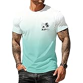 Mens Graphic T-Shirts Gradient Short Sleeve Round Neck Tee Summer Tops