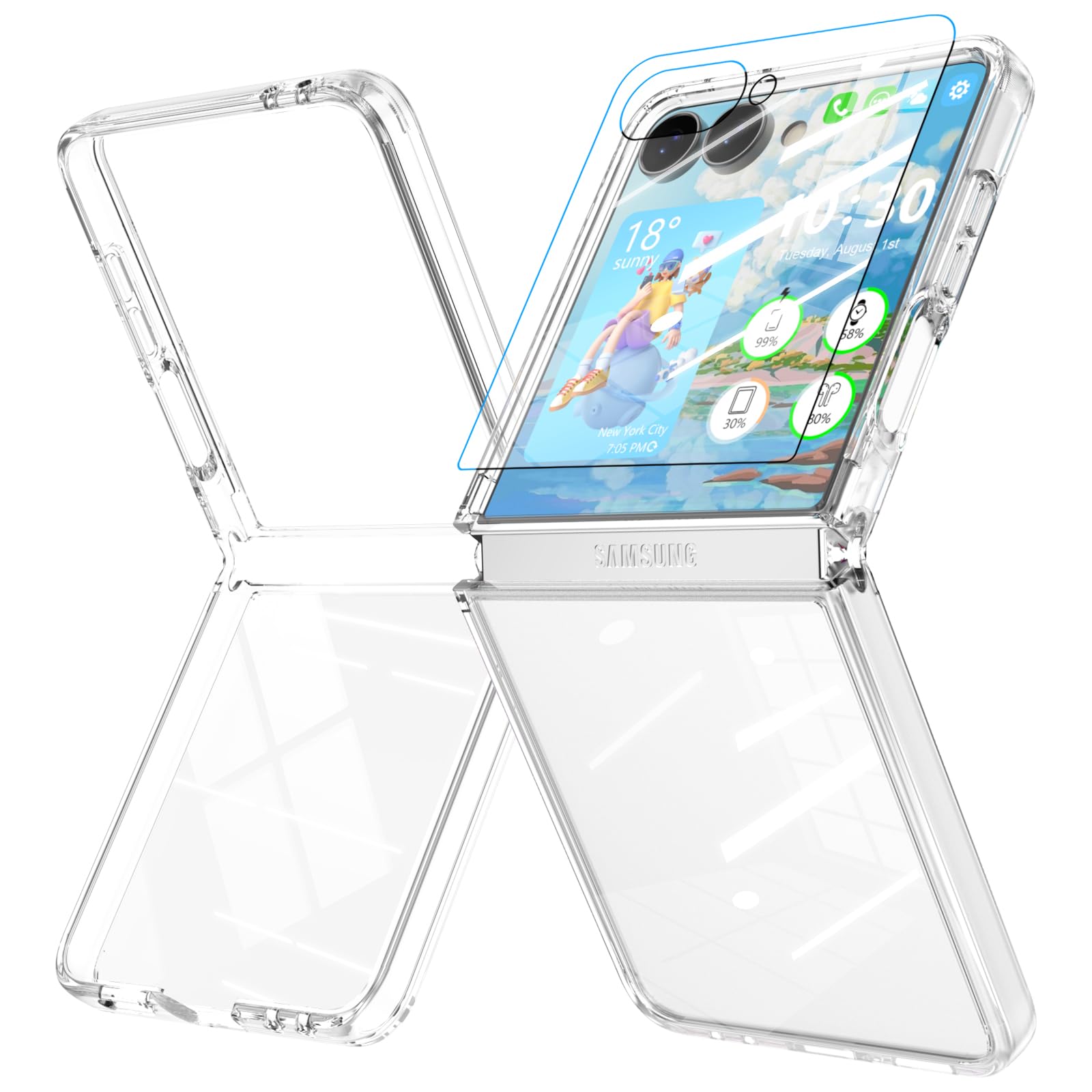 Photo 1 of Clear Case for Z Flip 7 Case with Screen Protector Shockproof Samsung Z Flip 7 Cover for Galaxy Z Flip 7 2025 5G - Clear