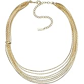 Unurgoonit Gold Multi Strand Necklace, Layered Chain Choker Necklace, Adjustable Statement Jewelry for Women