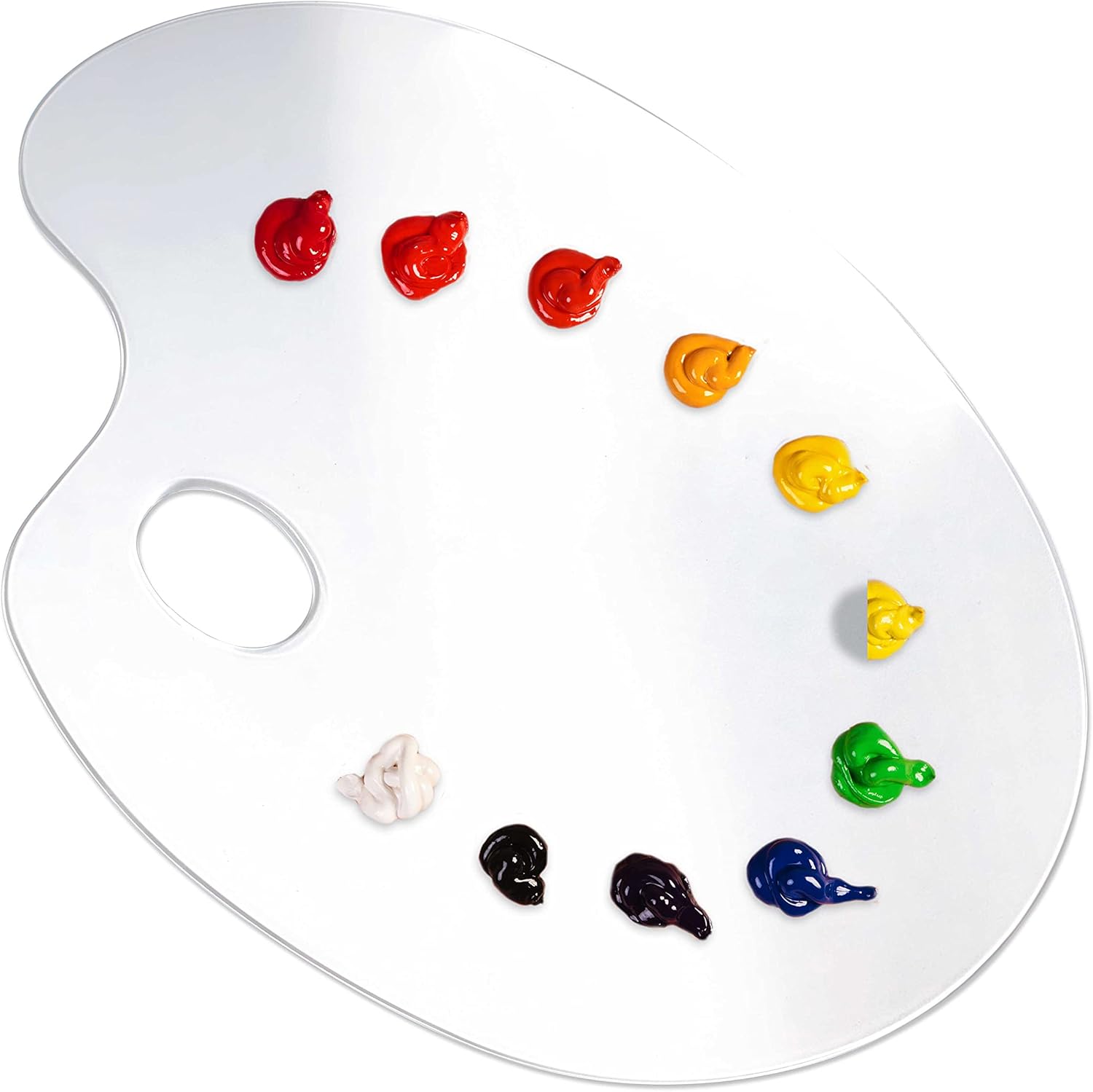 U.S. Art Supply 9.5" x 13.8" Clear Oval-Shaped Acrylic Painting Palette - Transparent Plastic Artist Paint Color Mixing Tray - Non-Stick, Easy Clean, Mix Acrylic, Oil - Adults, Kids, Students Crafts