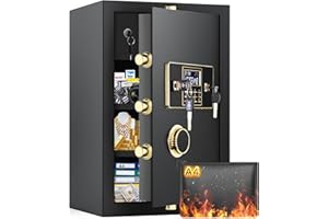 RXUJYC 4.0 Cub Large Fireproof Safe for Home Use, Heavy Duty Home Safes Water and Fireproof with Fireproof Bag, Electronic Keypad Keys and Inner Cabinet, Anti-Theft Fire Proof Safe Box for Home Office