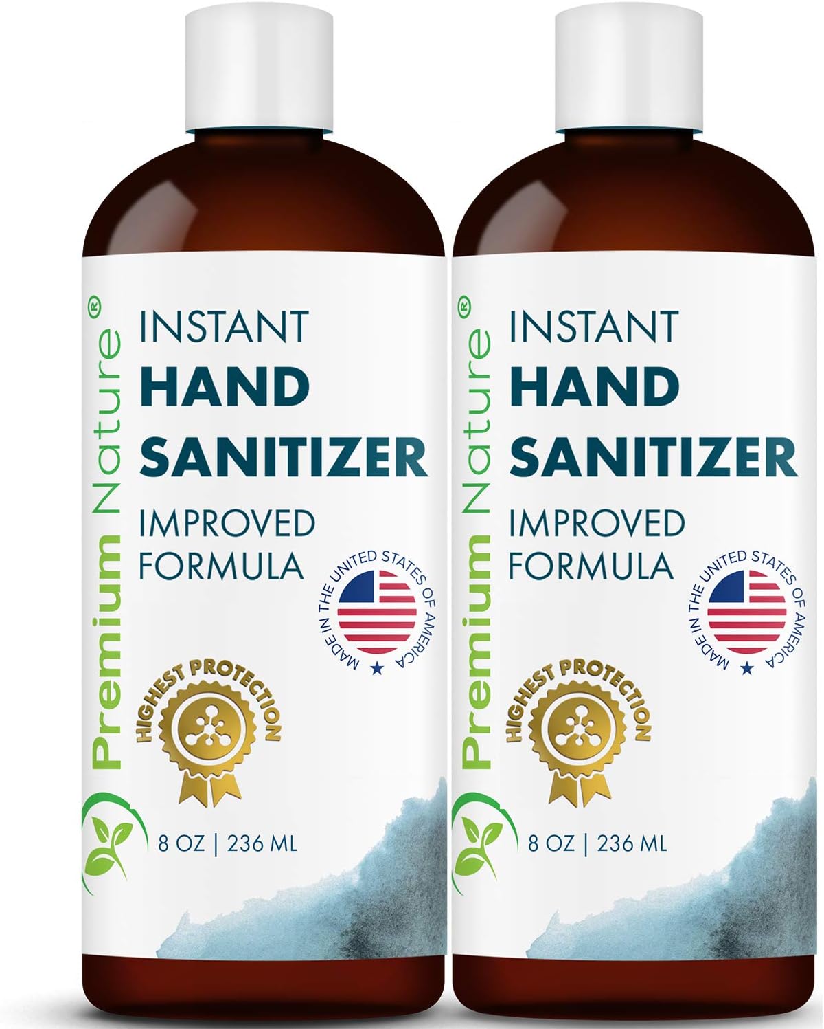 Instant Hand Sanitizer Gel - Value Size Advanced Natural Hand Sanitize Cleaner Portable Aloe Vera Moisturizer 8 oz 2 Pack