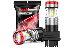 Torchbeam 3157 LED Light Bulbs 3600 Lumens with Projector Error-free For Reverse Back Up Lights DRL Brake Lights Fit 3156 3057 3056 4157 6500K Xenon White（Pack of 2）