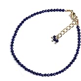 Gempires Blue Lapis Lazuli Beaded Bracelets September Birthstone Crystal Jewelry Hypoallergenic 8 Inch Gold Plated Blue Gemstone Handmade Bracelets For Women