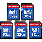 INDMEM SD Card 32GB (5 Pack) - SDHC Flash Memory Card UHS-I U1 Class 10 High-Speed Full HD Video Compatible with Digital Poin