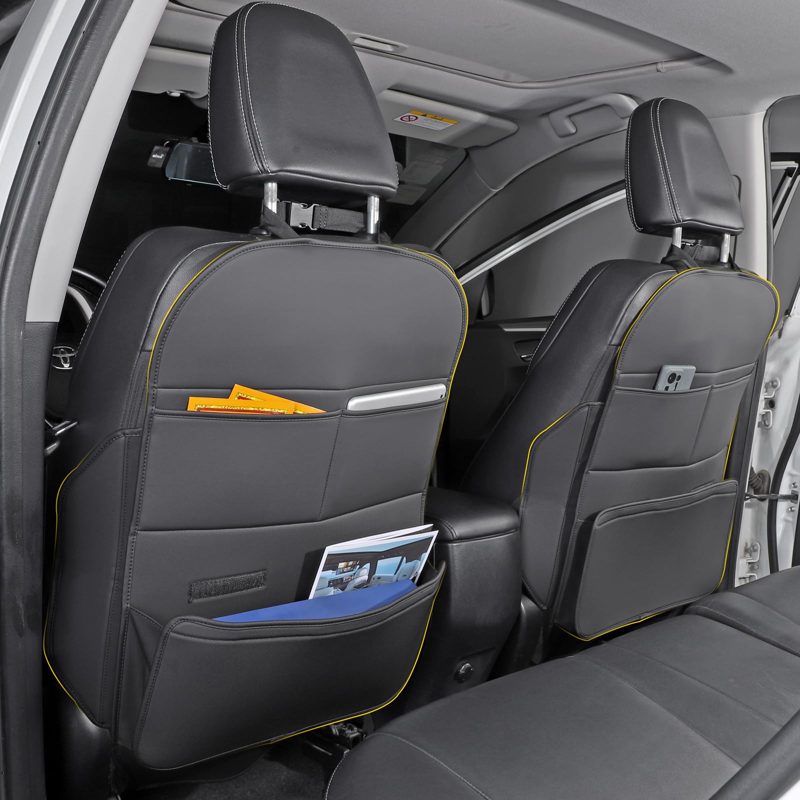 Seat Back Protector,Preventing the Impact of Children Stepping on the Seat Backrest,Beautiful appearance and easy to clean,black (Black -2pcs)