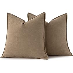 MIULEE Decorative Linen Euro Sham Pillow Covers