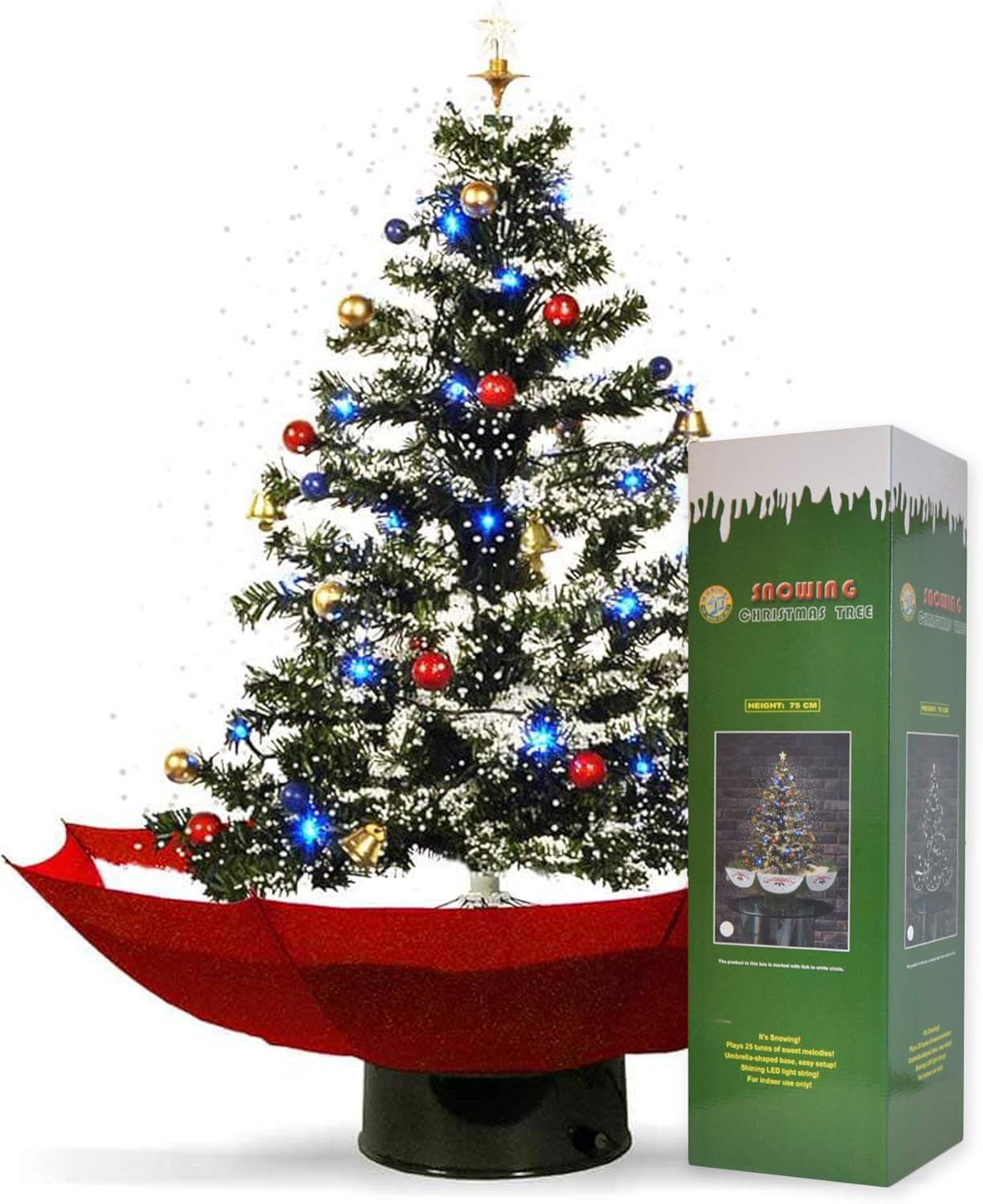 Albero Di Natale 75 Cm.Mikamax Nevicata Albero Di Natale Rosso 1 75 Cm 75 Cm Amazon It Casa E Cucina