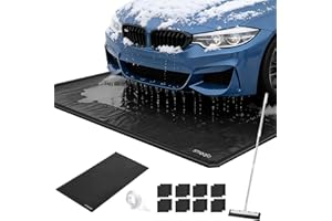 SMOQIO Garage Floor Mat, Containment Mats for Vehicles with Raised Edges Waterproof, Non-Slip Heavy-Duty 1000D PVC Parking Ta