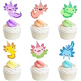 Fangleland 36 Pieces Axolotl Cupcake Toppers Birthday Decorations for Boys Girls - Cartoon Animal Axolotl Theme Cake Decors Picks Baby Shower Gender Reveal Party Favors Supplies