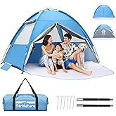 Strifuture Beach Tent Sun Shelter for 4/5 Person - UPF 50+ UV Protection Portable Beach Shade Sun Canopy, Waterproof & Lightweight, Easy Setup Beach Tent for Family Beach Trips, Picnics, Camping