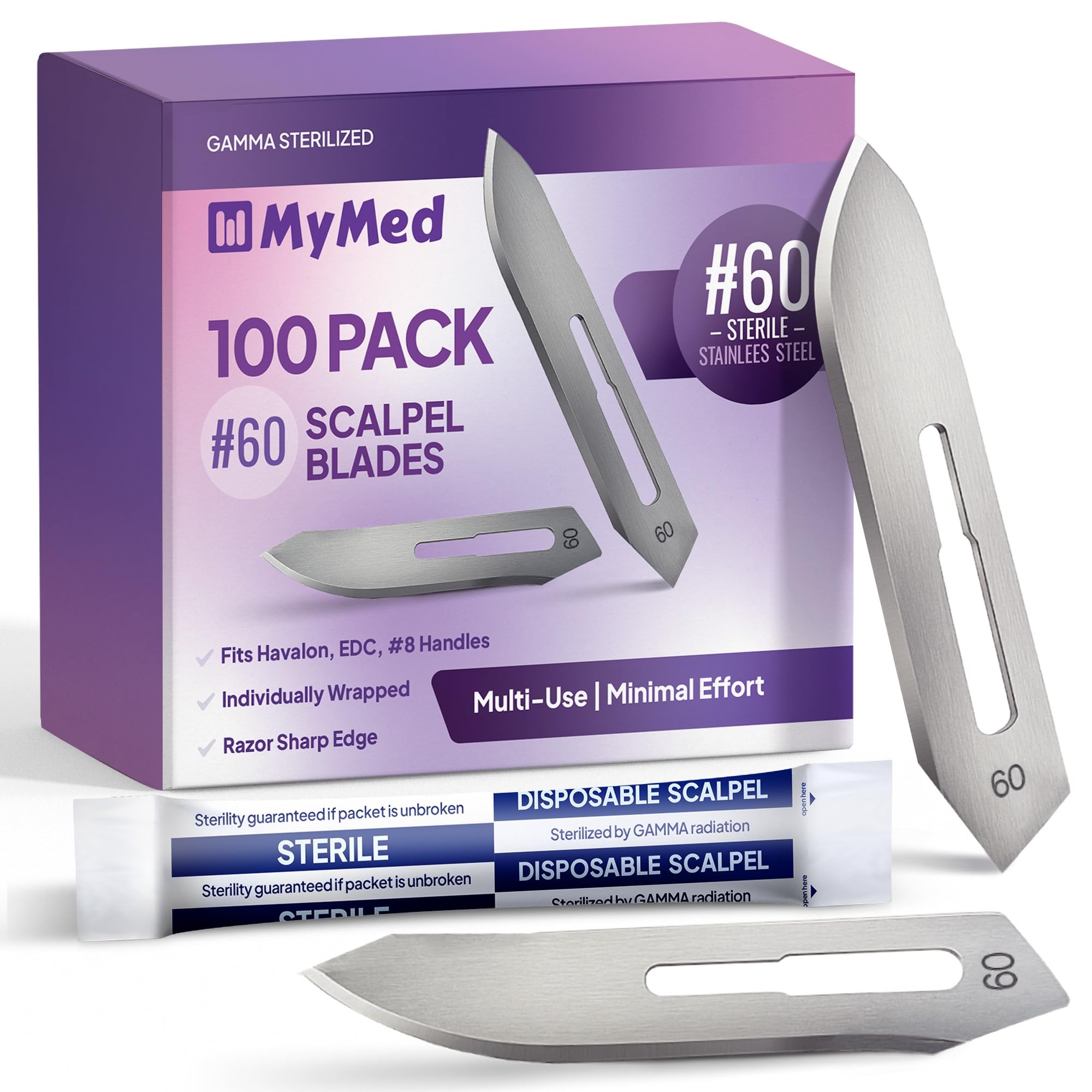 Photo 1 of 100ct #60 Scalpel Blades Stainless Steel– Blades 60A, Compatible with Havalon Piranta, Havalon Replacement Blades, Scalpel Hunting Knife, Field Dressing Knife