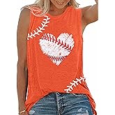Baseball Tank Tops Women Baseball Heart Print Shirt Funny Play Ball Tank Casual Sleeveless Vest Summer Graphic Tee Top