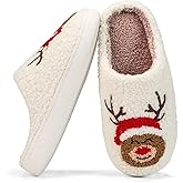 DRSLPAR Fuzzy House Slippers for Women - Christmas Cozy Memory Foam Woman Slipper Indoor and Outdoor Winter Bedroom Shoes