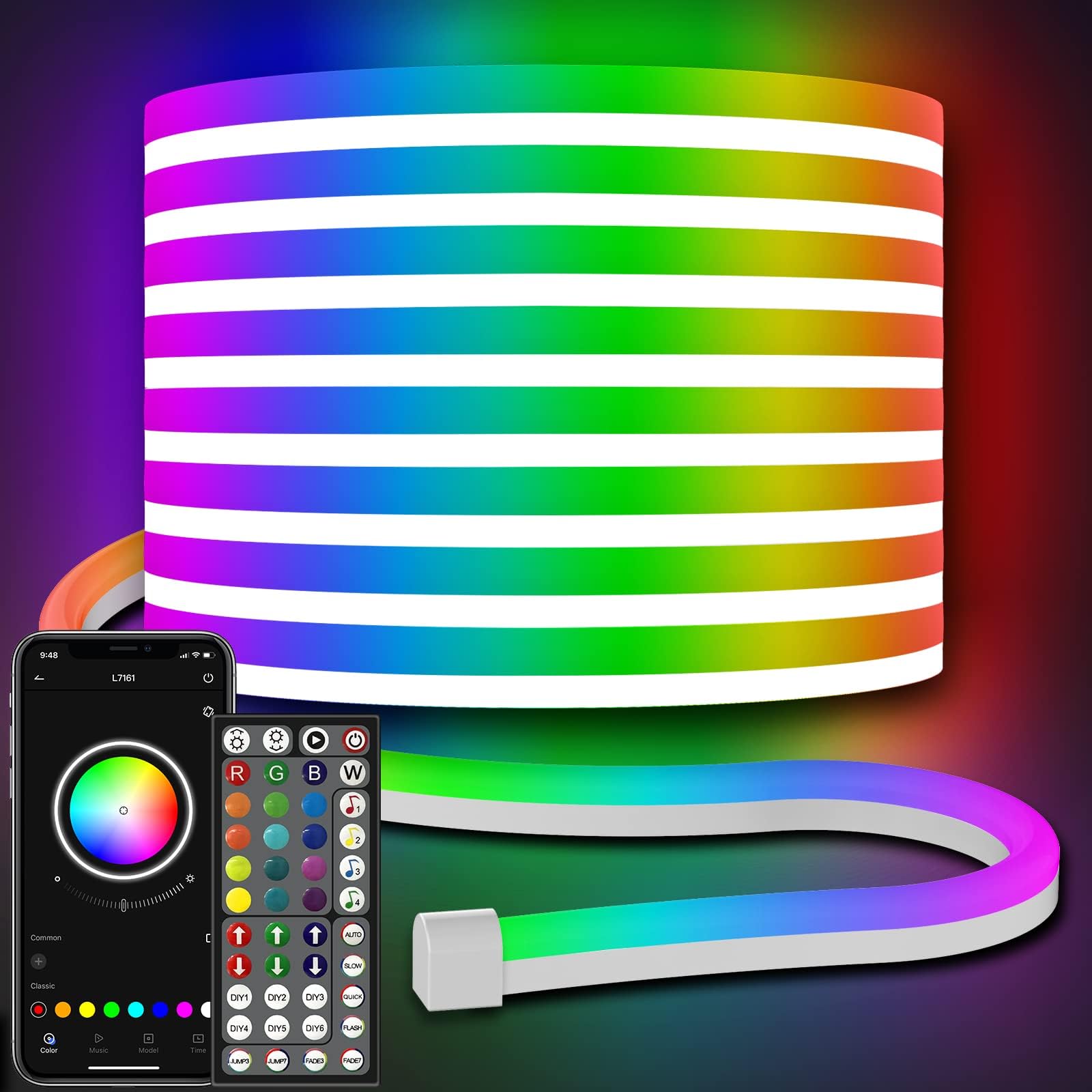 AILBTON Led Neon Rope Lights 10m Flexible Led Rope Lights,Control with App/Remote,Multiple Modes,RGB Neon Music Sync Gaming Strip for Bedroom Indoor — image 1