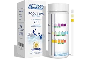 DIP & GO Pool Test Strips - 125 Pool Strips per Test Kit. Range-Guided and Color-Corrected Results. Easy-to-Use, Instant Test