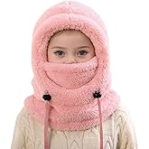 Kids Winter Fleece Hats,Child Balaclava Ski Mask Windproof Warm Adjustable with Fleece Lining Hat for Boys Girls