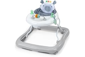 Ingenuity Smooth Strides Activity Baby Walker - Chambray, Developmental Walker, 3 Adjustable Heights, Toys Included, 6M-12M