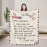 Flannel Blanket Gifts for Grandma, Personalised Blanket to Grandmas Birthday Gifts, I Love You Throw Blanket for Christmas Mothers Day, Soft Cozy Blanket for Grandmother 50" x 40"