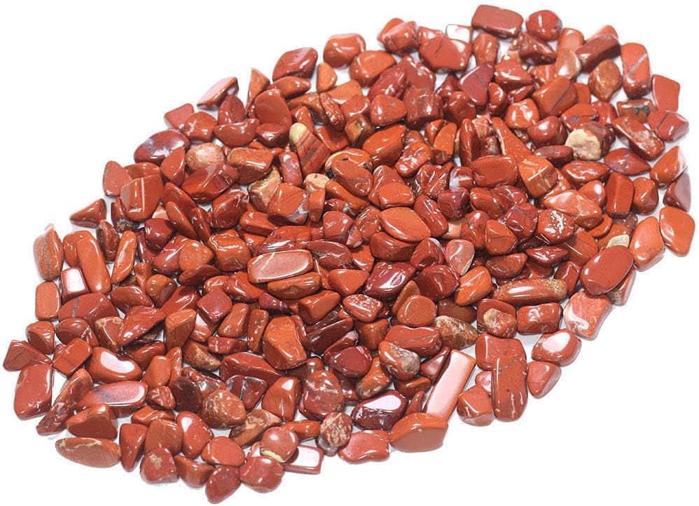 ZenQ 1 lb Red Jasper Tumbled Stone Chips Crushed Natural Crystal Quartz Pieces 0.27-0.6 Inch Each